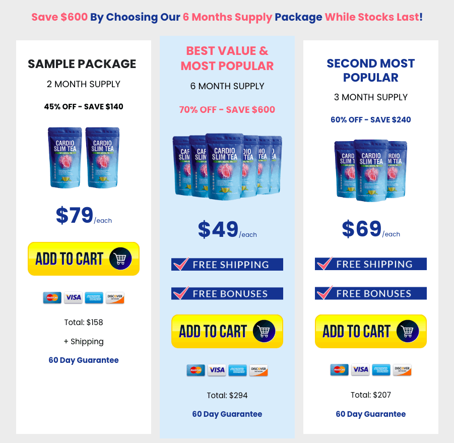 >cardio slim tea price<